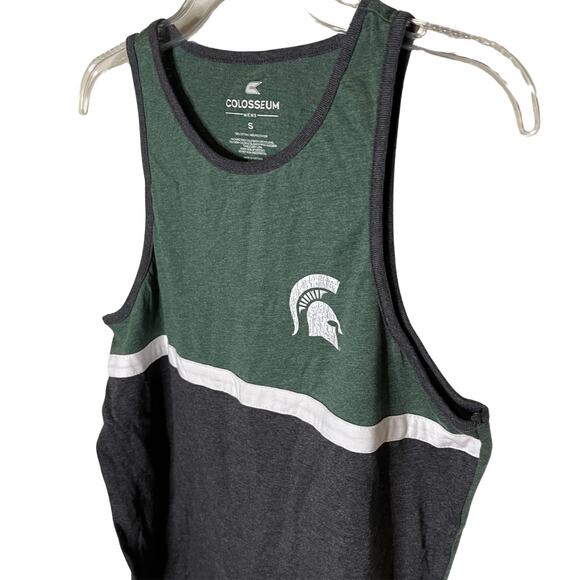 Michigan State MSU Mens Tank Top Colosseum | Green Charcoal Gray | Size Small - Picture 2 of 5